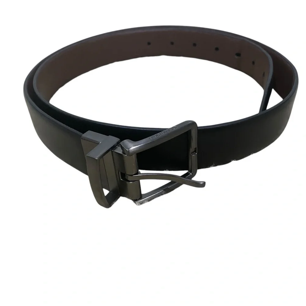 Calvin Klein CK Reversible Leather Sz 38 Belt Black Brown Brushed Nickel